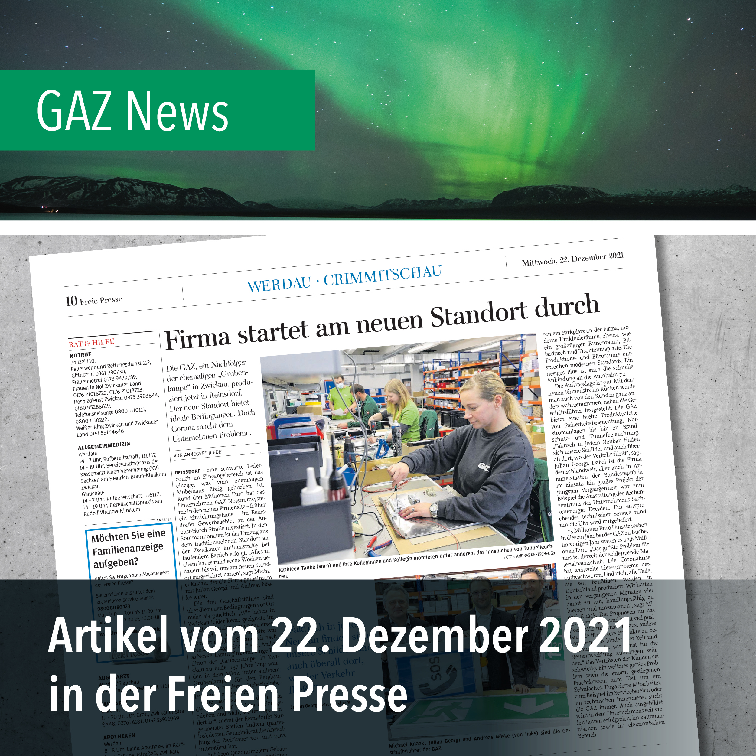 GAZ-News: Freie Presse Artikel – 22. Dezember 2021
