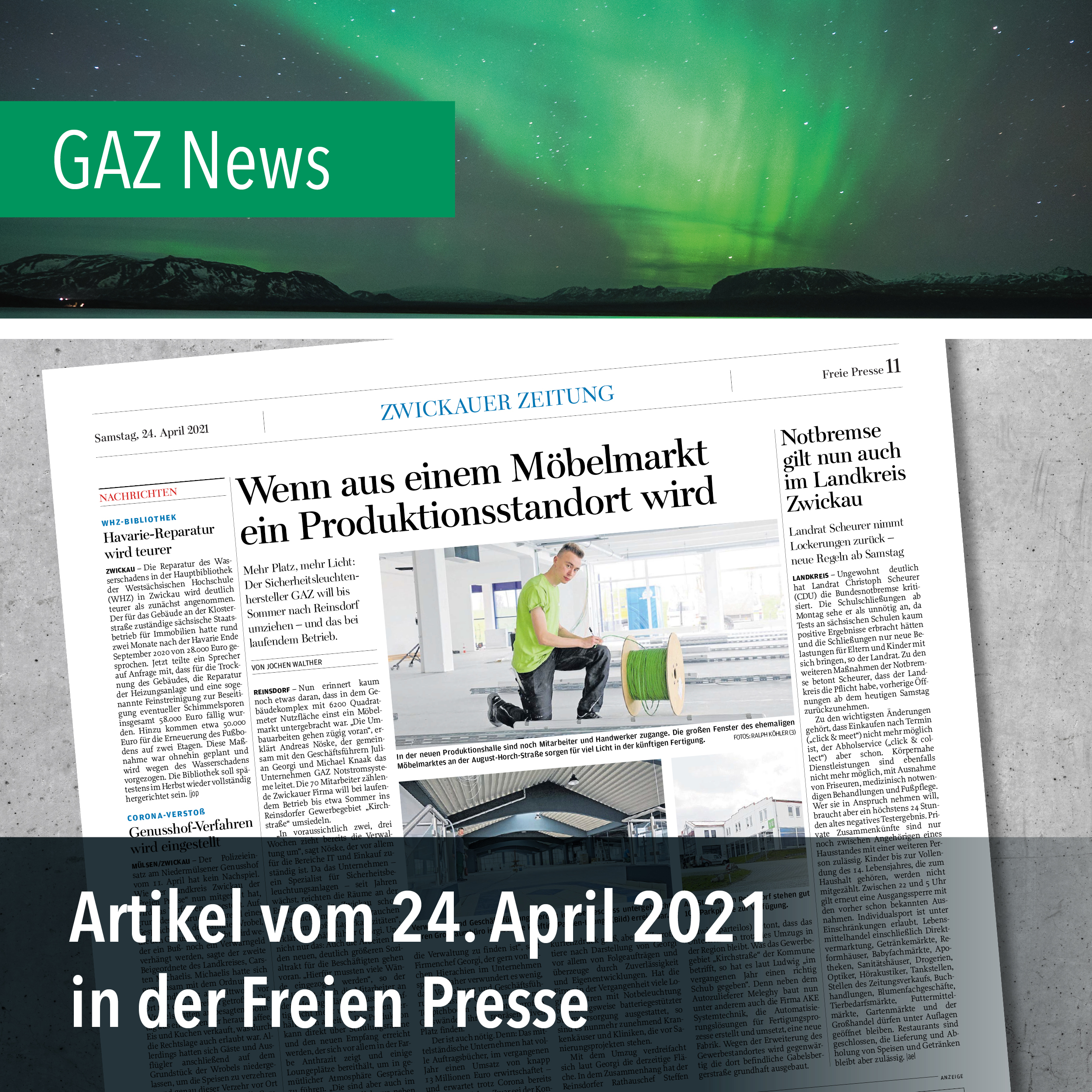 GAZ-News: Freie Presse Artikel – 24. April 2021